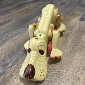 Vintage 1970'S HASBRO DIGGER the DOG Pull Toy Works Well Missing Yellow Hat - Picture 1 of 8