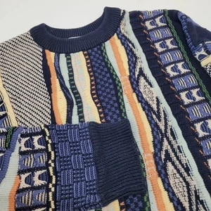 Herren Vintage Berto Lucci 3D Strick strukturiert mehrfarbig Pullover Large (siehe Beschreibung) - Bild 1 von 6