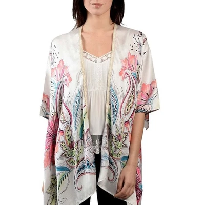Chico's Floral Kimono with Vibrant Accents In Silk And Modal. One Size - Image 1 of 4