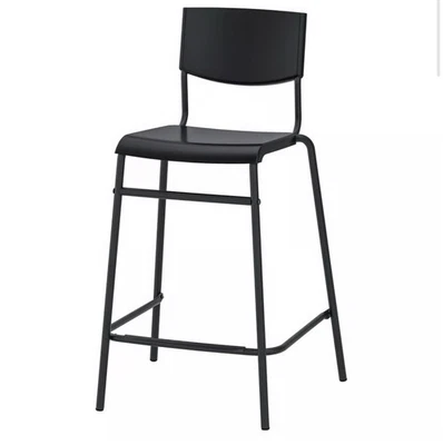 Ikea STIG Bar stool with backrest, black/black, 24 3/4 "  - Image 1 of 2