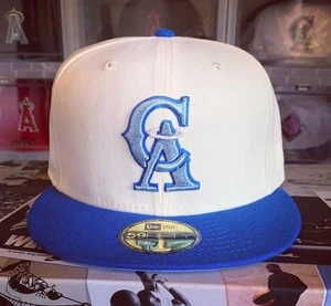 New Era 59Fifty California/Anaheim Angels Fitted Size 7 1/2 Chrome White/Blue - Picture 1 of 2