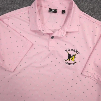 FootJoy Polo Shirt Mens M Pink Paisley AOP Athletic Fit Performance Nauset Golf - Image 1 of 4