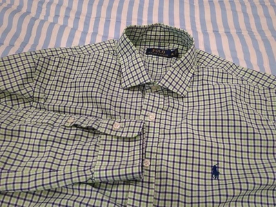 Camisa de vestir Polo Ralph Lauren XL verde a cuadros 100 % algodón elástica Foto 1 de 4