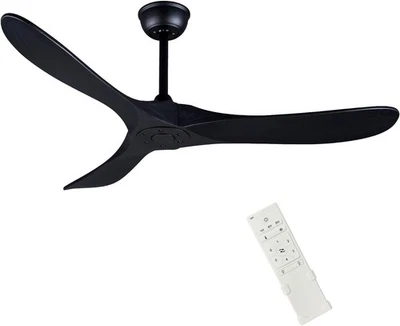 52" Indoor/Outdoor Black Ceiling Fan, 3 52-Inch, Metal body-Black Blade  - Image 1 of 4
