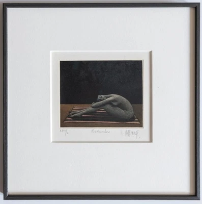 MICHEL MATTHONAT Akt November Original Mezzotinto signiert nummeriert mit Rahmen - Bild 1 von 3