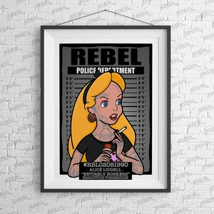 Twisted Princess Alice Wonderland Art Print - Tattoo, Office, Alt, Alternative, - Picture 1 of 3