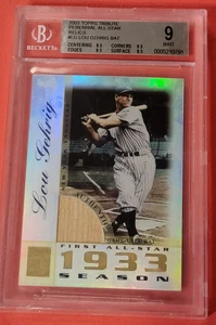 Lou Gehrig GAME USED BAT CARD BGS MINT 9 2003 TOPPS TRIBUTE 3 9.5 GEM SUB GRADES - Picture 1 of 3