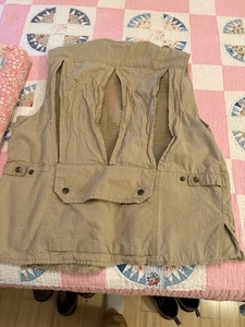 Humvee Vest Mens Large Beige Canvas Zip Safari Photo Travel Khaki Hike Fish Hunt - Picture 1 of 6