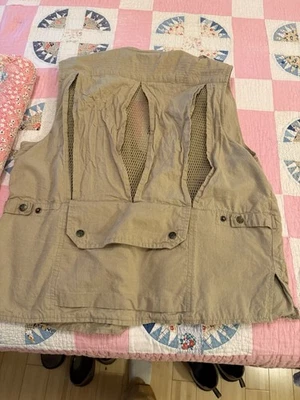 Humvee Vest Mens Large Beige Canvas Zip Safari Photo Travel Khaki Hike Fish Hunt - Image 1 of 4