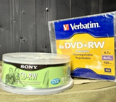 **Bonus Pack** Sony CD-RW 80 MIN 700 MB 25 Pack- With Bonus 4xDVD+RW!! - Image 1 of 4
