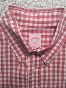 Brooks Brothers Shirt Regent L Button Up Collared Red/White - Picture 1 of 8