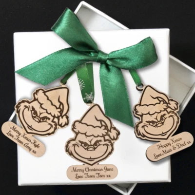 SMILEYS GLITTER STORE Personalised Christmas Gift Tags, The Grinch Xmas Present Gift Tags, Grinch Gift