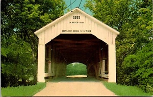 Postcard Montezuma / Rockville Indiana Sim Smith Covered Bridge Vintage UNP - Picture 1 of 2