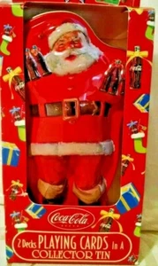 Coca Cola Santa Bicycle Playing Cards In Tin Sealed - Picture 1 of 4
