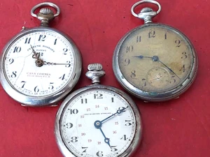 LOT OF 3 POCKET WATCHES - FOR REPAIR or PARTS - SEE PHOTOS - Picture 1 of 6