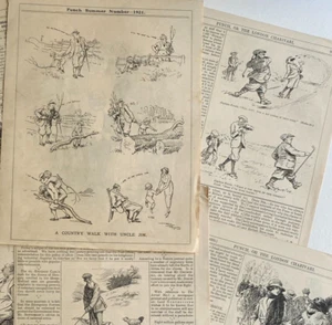 Golf rounds and links humour Job lot 12 c1926 cartoon prints Punch - Picture 1 of 2
