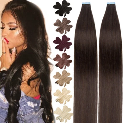 ELAILITE Tape In DICK 40Tressen Remy Echthaar Extensions Haarverlängerung Glatt 100G