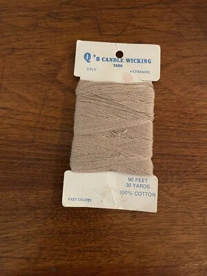 Q's Candle Wick Yarn 100% Cotton-30 Yards-4 Strands-3 Ply- Tan Color- NOS - Image 1 of 2