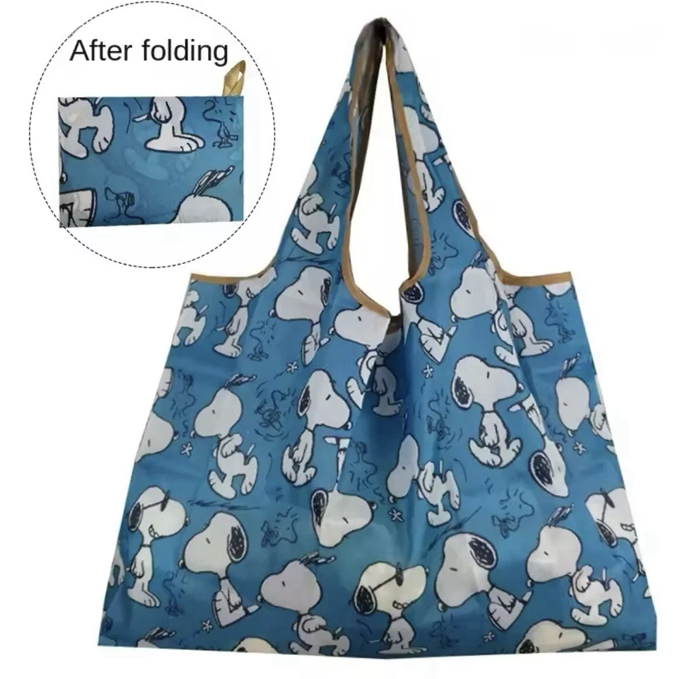 Large Snoopy Blue Foldable Shopping Bag Reusable - Eco Friendly Peanuts - Image 1 of 1