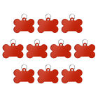 10Pcs Aluminum Blank Tags Bone Shaped Stamping Blanks with Key Rings Red