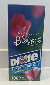 Vtg Dixie Bathroom Cups 5 oz Beautiful Blooms Floral Design 100 Pack Open Box - Picture 1 of 6