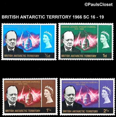 TERRITORIO ANTÁRTICO BRITÁNICO 1966 SC 16-19 MEMORIAL CHURCHILL MNH OG EN MUY BUEN ESTADO Foto 1 de 2