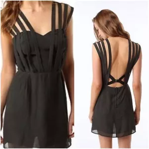 NWT DOUBLE IN BRASS by The Lake & Stars Blk Chiffon Strappy Slip Dress sz Small - Picture 1 of 12