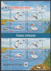 2017 Kyrgyzstan Birds WWF Pelicans Dalmatian pelican Pelicanus crispus MNH - Picture 1 of 1