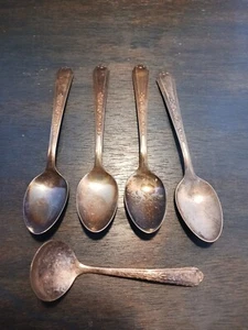 Vintage Plymouth 1938 Jewel Silverplate Teaspoons & Small Ladle - Picture 1 of 17