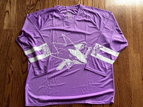 San Jose Sharks Hockey Fights Cancer Shirsey Shirt-XL: NEW/UNUSED Cover