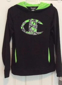 Unisex Champion Performance Long Slv Logo Hoodie, Size L Youth Black/Green Gecko - Picture 1 of 9