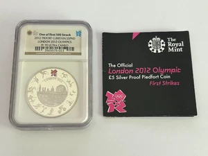 2012 Great Britain Piefort London Olympics Silver 5 Pound Coin NGC PF 70 1of500 - Picture 1 of 6