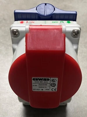 GEWISS GW66420 Compact Industrial Socket - IP44 - 3P + N +E 32A 240/415V 6H - Image 1 of 4