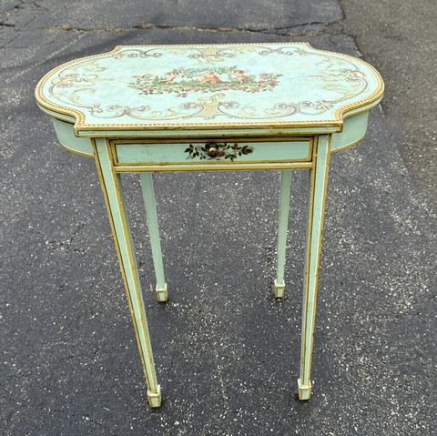 French provincial painted table in the Louis XV style, c 1820-40 robins egg blue Cover