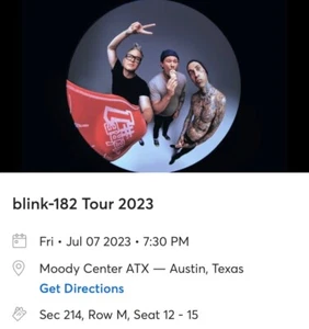 4 Blink 182 Concert Tickets - Austin, TX on July 7th - Picture 1 of 1