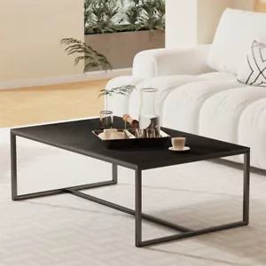 Luxury Sintered Stone Coffee Table Living Room Accent Table with Thicken Frame - Picture 1 of 43