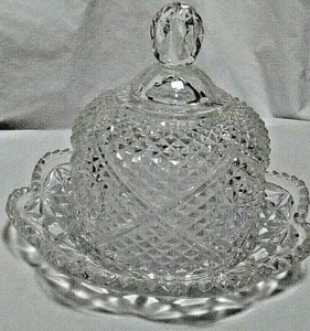 Avon Domed Lid Covered Butter/Cheese Dish Clear Glass Fostoria Vintage - Picture 1 of 10