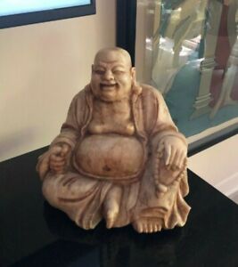 Antique Chinese Carved Soapstone Buddha 10"