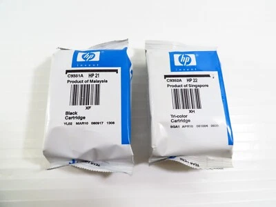 Genuine HP 21 Black & 22 Tri-Color Ink Cartridges Combo Pack, NEW SEALED - Изображение 1 из 2