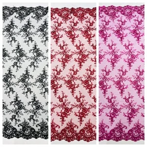 Kordelstickerei Blumen auf Netzspitze (Meterware) - Bild 1 von 39