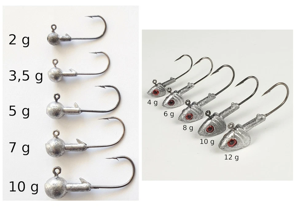 25-er SET Jigköpfe 2 - 12g Fischkopf / Rundkopf Stand UP Jigkopf Jighaken - Bild 1 von 1