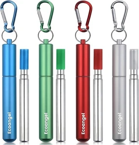 Cruise Ship Essentials,4-Pack reusable Collapsible Stainless Steel Drinking S... - Picture 1 of 7