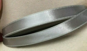 vintage double sided rayon satin 3/8" ribbon gray 1yd made in Japan - Picture 1 of 4
