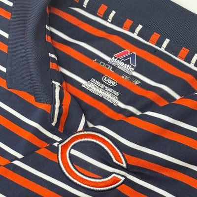 Majestic классный основание Chicago Bears мужской большой темно-синий/оранжевый в полоску рубашка-поло - Изображение 1 из 4