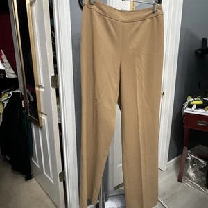Ann Taylor Camel Beige Straight Leg Flat Front Side Zip Trouser Pant Sz 6 - Picture 1 of 4
