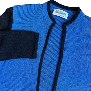 St. John by Marie grau 1980er Vintage Santana Strick offene Strickjacke ASL 83 Small - Bild 1 von 14