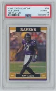 2006 Topps Chrome Refractor Ray Lewis PSA 10 Baltimore Ravens #56 C23 - Picture 1 of 2