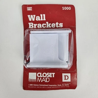 CLOSET MAID Package of 2 WALL Brackets w/ Anchors, PART #1000 New Old Stock 1992 - Image 1 of 2