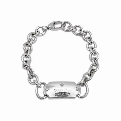 Brazalete Cadena Gucci 18cm Logo Placa SV925 Usado Excelente Estado De Japón Foto 1 de 4