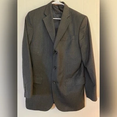 Merona Jacket Blazer Men’s 40R Dark Gray Pin Stripe Classic 3 Button  - Image 1 of 4